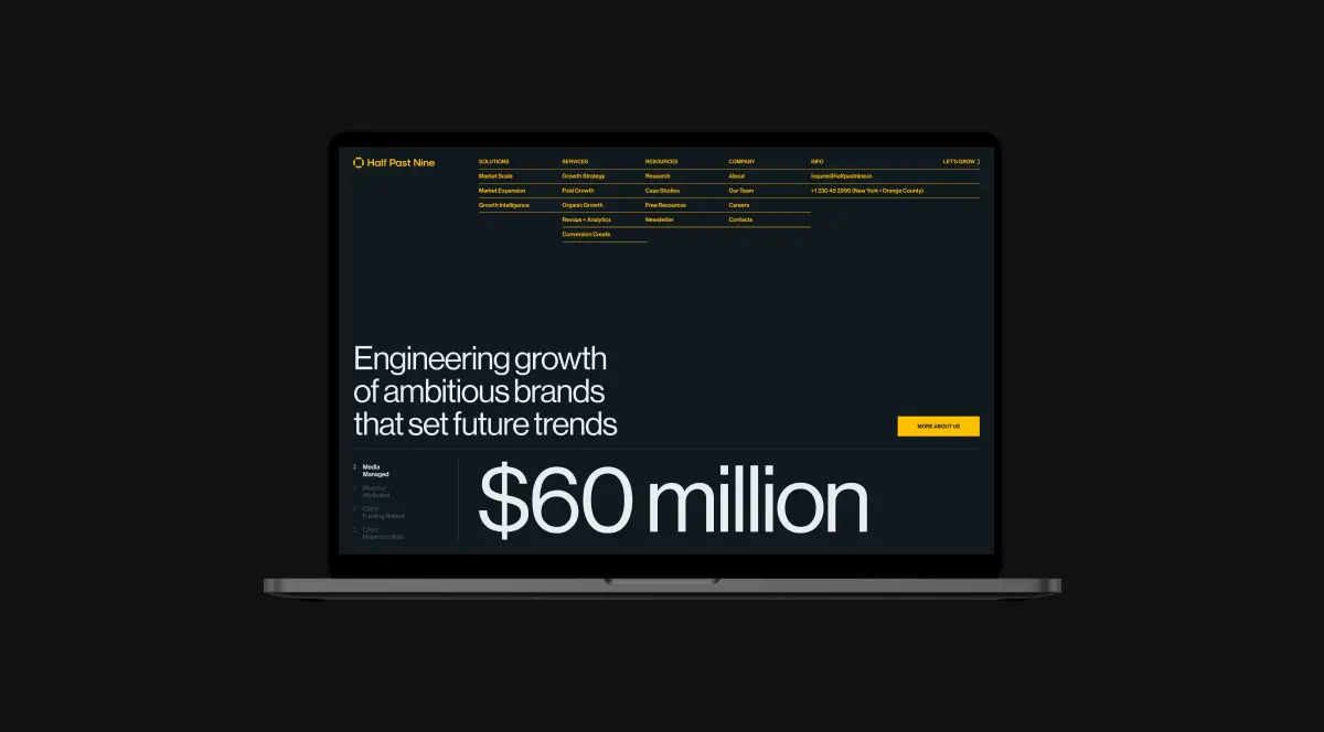 The homepage design of digital marketing agency designed by Lazarev.